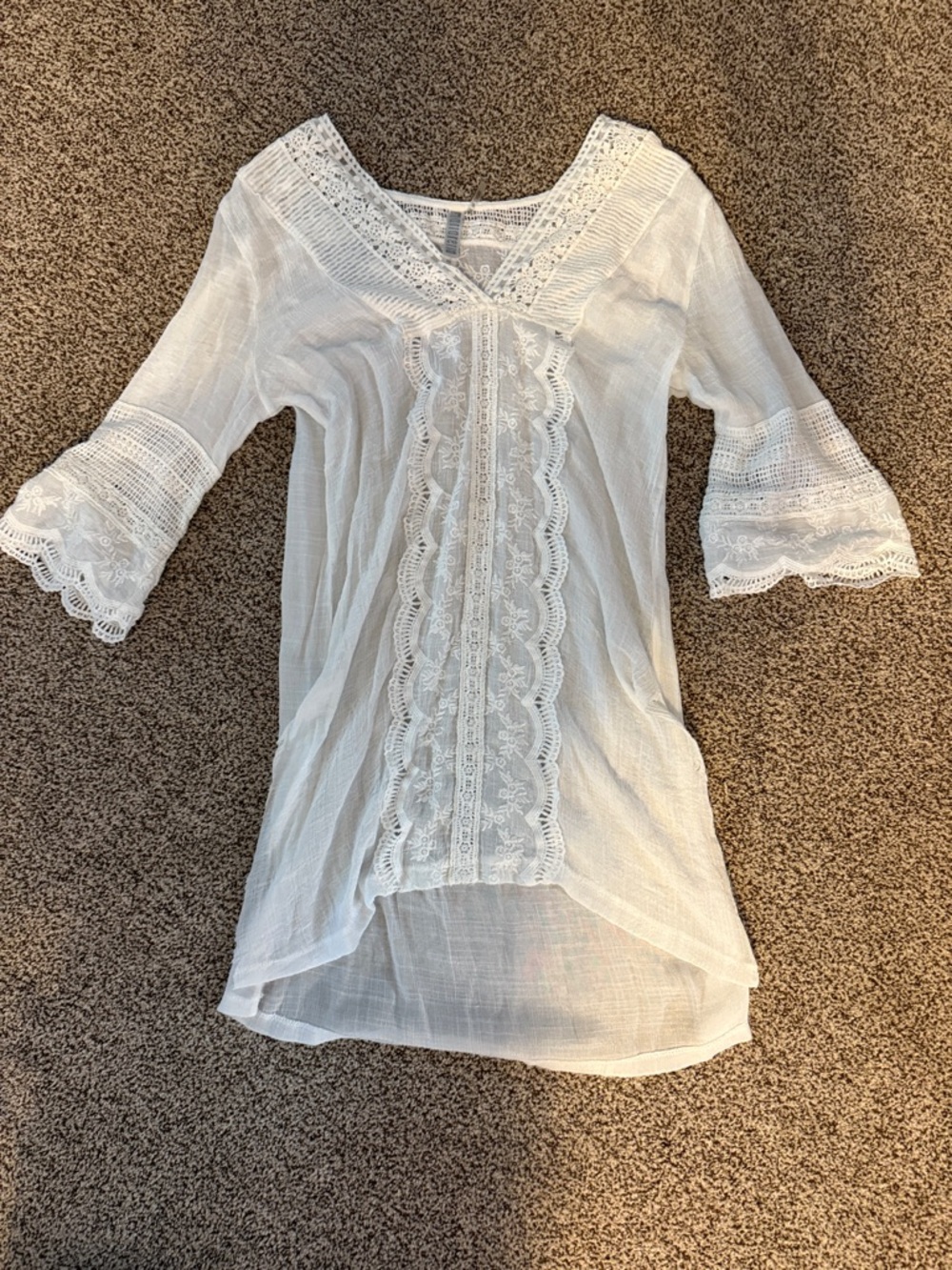 White Crochet Lace V-Neck Top